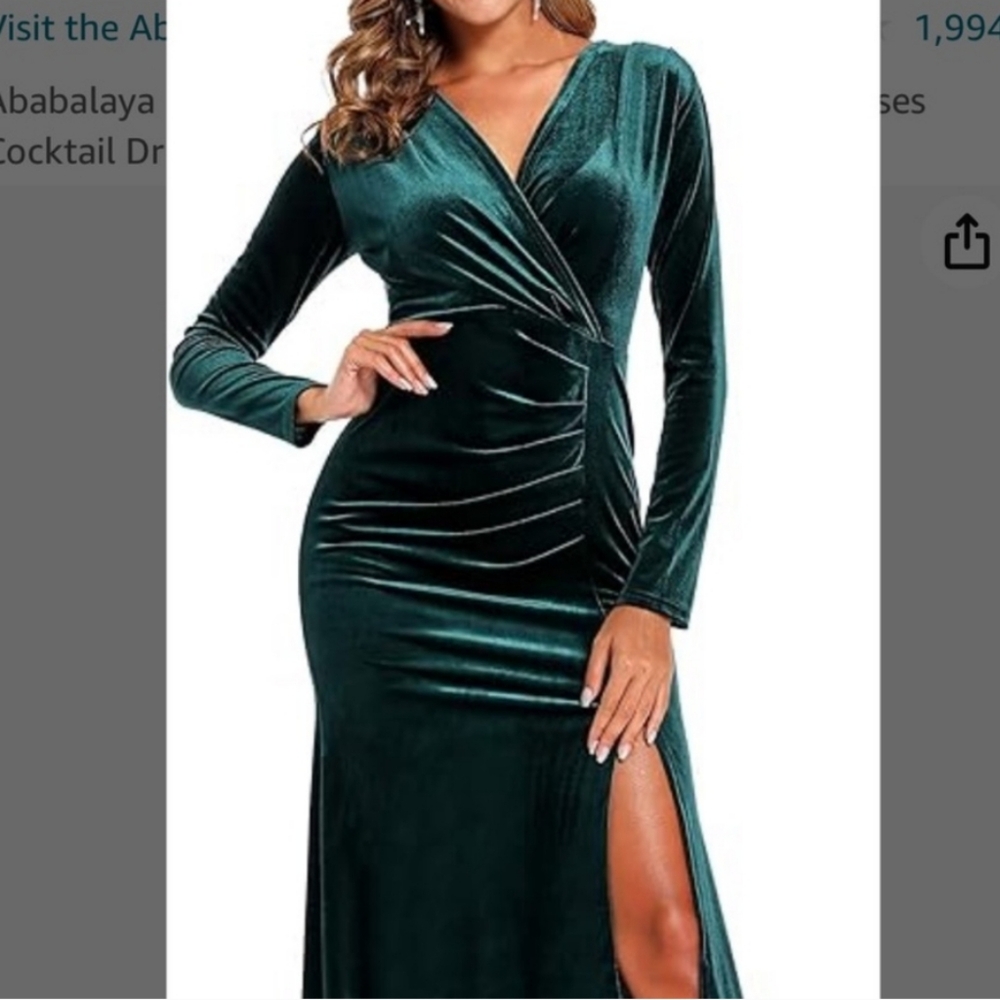 Long sleeve wrap velvet formal dress NWT